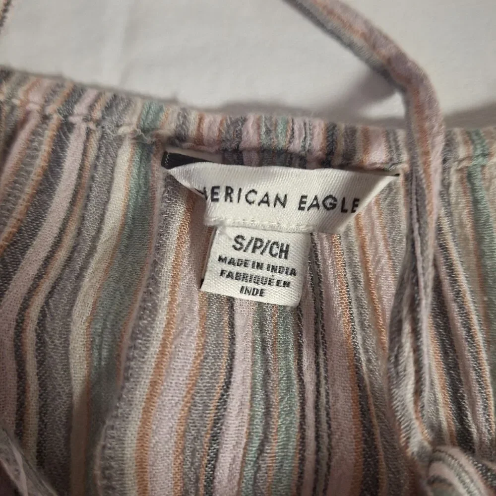 American Eagle Multicolor Striped Sleeveless Romper Beachy Cottagecore Size S